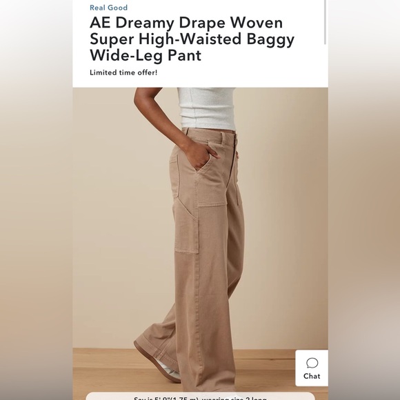 American Eagle Dreamy Drape woven super high waisted wide leg pants size 10 - Picture 2 of 3